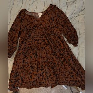 Ava & Viv Abstract Brown and Black Dress